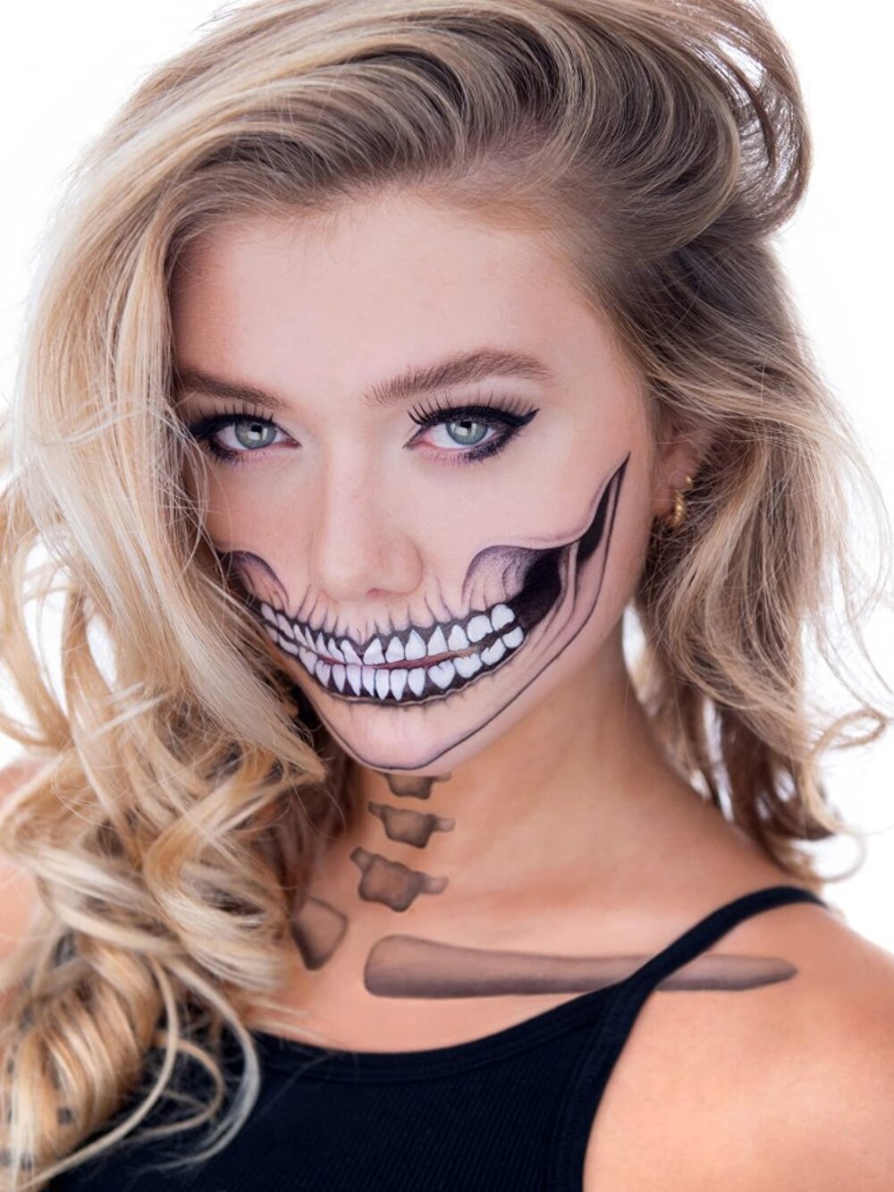 2 x Classic Skull Temporary Tattoo Halloween Costume for Men and Women, Adult, F